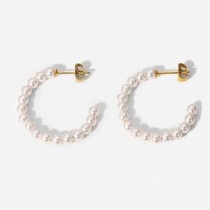 Angela Pearl 18K Gold Stainless Steel Waterproof Hoop Earrings